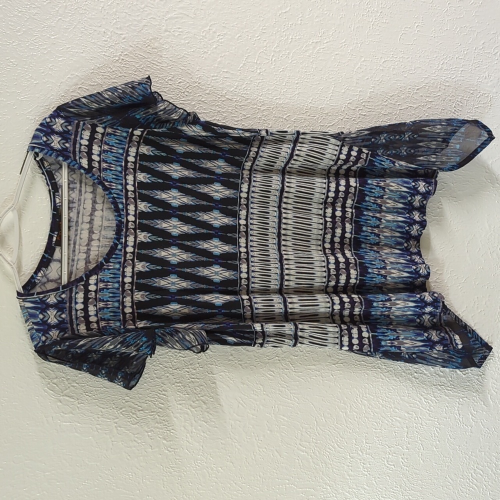 FLYO London | blue boho mixed print blouse